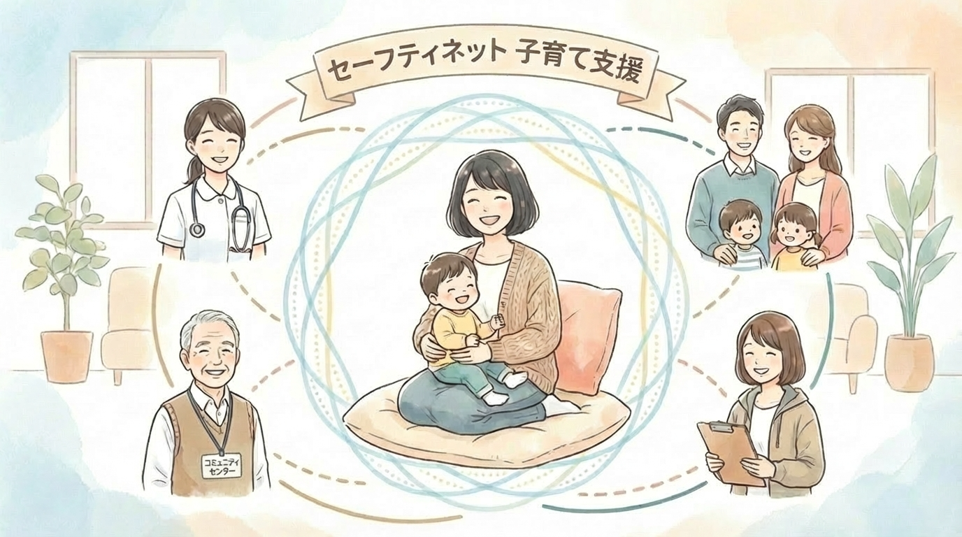 小児訪問看護や地域の子育て広場など、産後ケア以外の育児支援ネットワーク