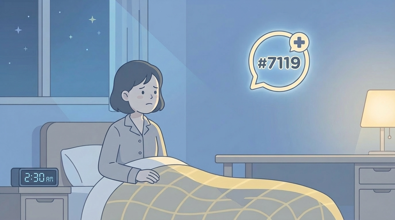 眠れない、希死念慮など、緊急性が高いメンタル不調のサインを示すイラスト