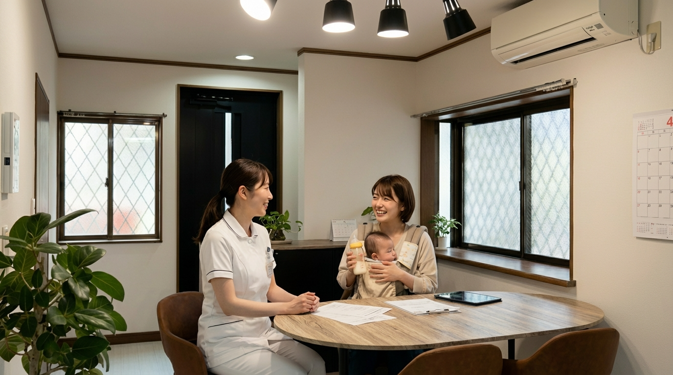 粉ミルク用のお湯を提供しているイメージ